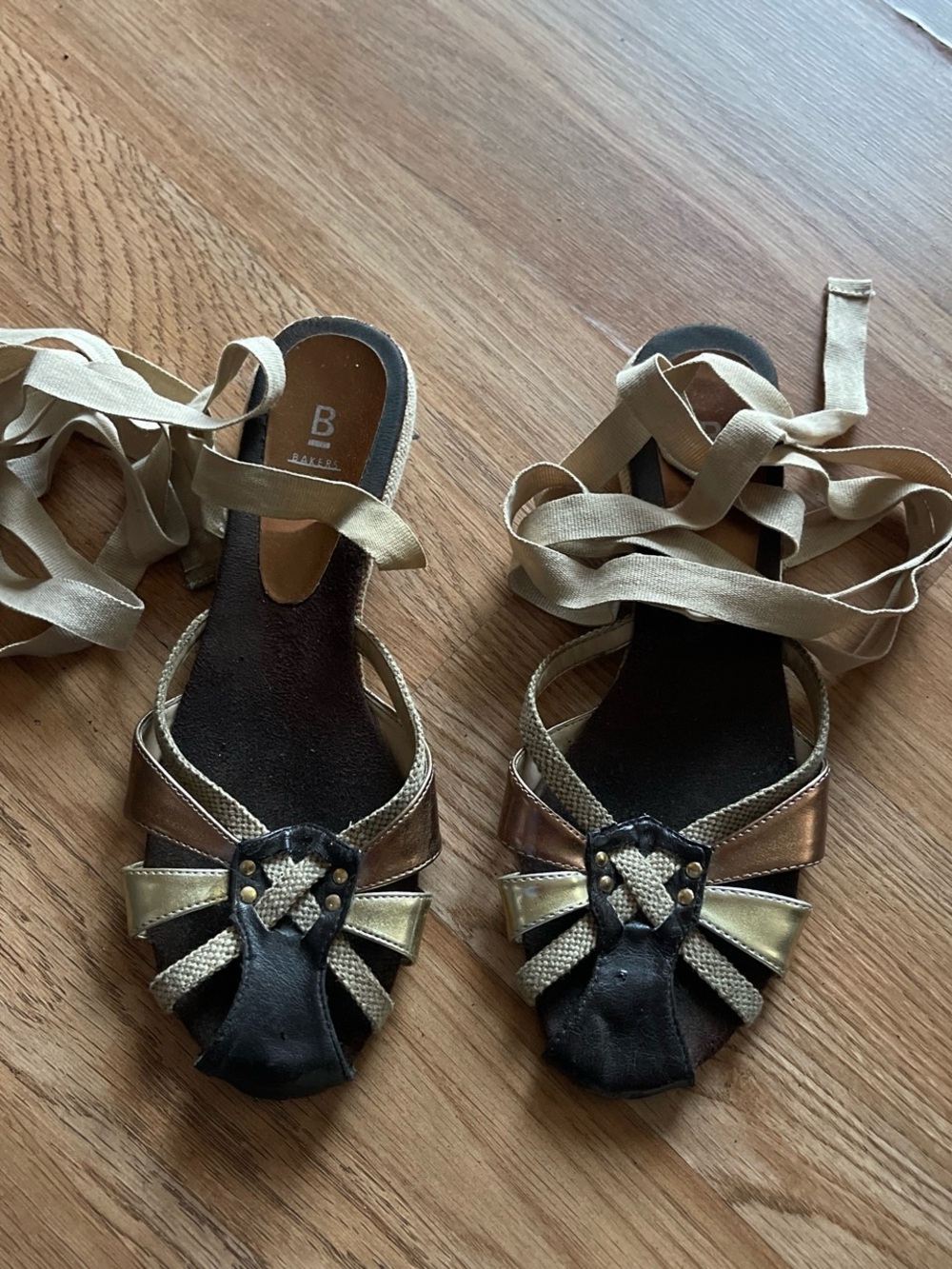 Bakers Metallic Bronze and Gold Lace-Up Sandals